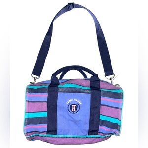 Tommy Hilfiger Vintage 90s Canvas Striped Colorblock Weekend Duffel Bag Carry On